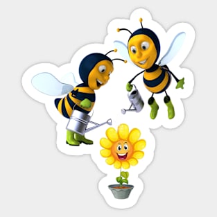 Busy Bees make Happy Flowers - makes the world go around Sticker